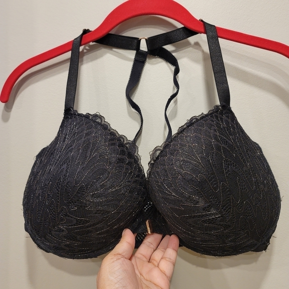 Sz 38DD Black Gold Nanette Lepore Padded Bra